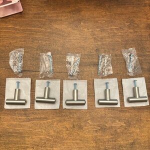 Set of 5: 1 & 5/8ths Stainless Steel Kitchen Cabinet Bar Style T Knob Pull